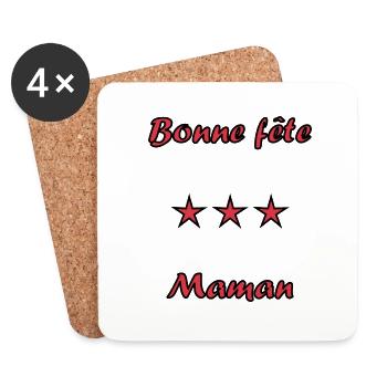 MAMAN. FÊTE DES MÈRES. BONNE FÊTE MAMAN - Dessous de verre (lot de 4) - blanc - Devant