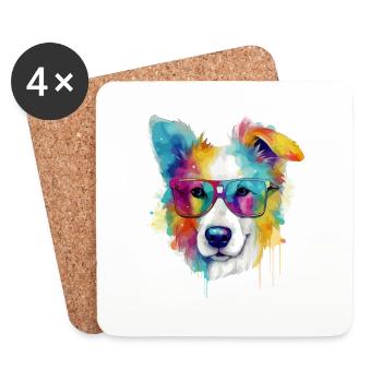 Rexo le chien à lunettes - Dessous de verre (lot de 4) - blanc - Devant