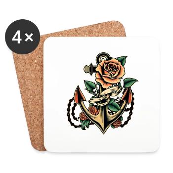 Toujours avec tatouage rose old school - Dessous de verre (lot de 4) - blanc - Devant
