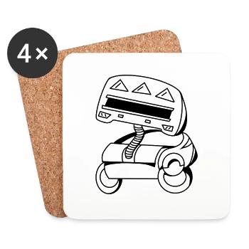 Robot satellite - Dessous de verre (lot de 4) - blanc - Devant
