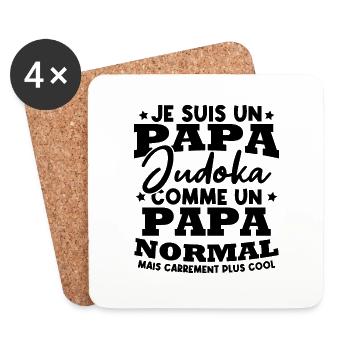 Je suis un papa judoka - Dessous de verre (lot de 4) - blanc - Devant