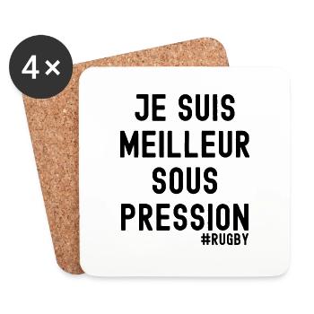 Je suis meilleur. Rugby. Cadeau drôle - Dessous de verre (lot de 4) - blanc - Devant