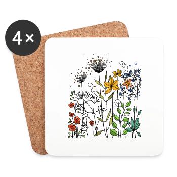Flowers - Coasters (set of 4) - white - Front