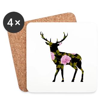 Cerf - Dessous de verre (lot de 4) - blanc - Devant