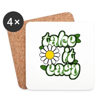 Take it Easy genieße das Leben - Untersetzer (4er-Set) - Weiß - Vorne