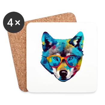 Bil the spectacled wolf - Coasters (set of 4) - white - Front