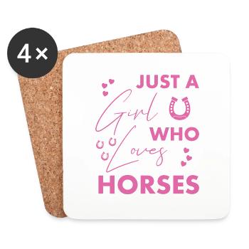 Fille qui aime les chevaux - Dessous de verre (lot de 4) - blanc - Devant