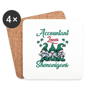 Buchhalter Liebt Spielereien St. Patrick's Day - Untersetzer (4er-Set) - Weiß - Vorne