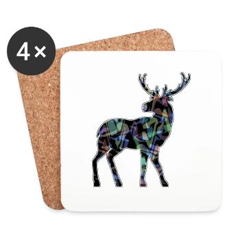 Cerf - Dessous de verre (lot de 4) - blanc - Devant