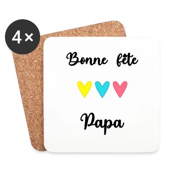 FÊTE DES PÈRES. BONNE FÊTE PAPA. PAPA. BONNE FÊTE - Dessous de verre (lot de 4) - blanc - Devant