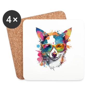 Dingo le chien à lunettes - Dessous de verre (lot de 4) - blanc - Devant