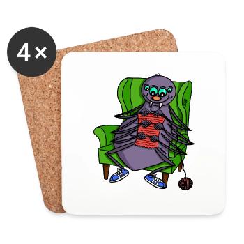 Knitting spider from "Zora in the Savannah Clinic" - Coasters (set of 4) - white - Front