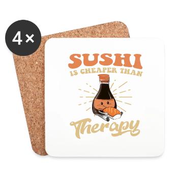 Sushi is cheaper than Therapy - Untersetzer (4er-Set) - Weiß - Vorne