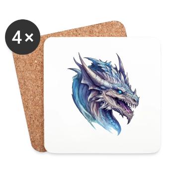 Dessin à l’aquarelle du dragon - Dessous de verre (lot de 4) - blanc - Devant