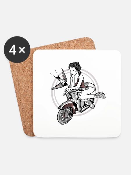 Schwalbe Lady // Illustration - Untersetzer (4er-Set) - Weiß