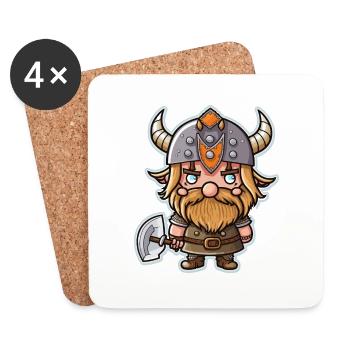 Les explorations de Leif : Cartoon Viking Leif - Dessous de verre (lot de 4) - blanc - Devant