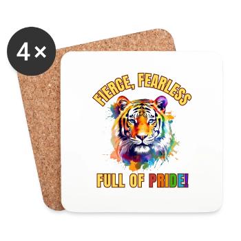 Gay Pride - Fierce, Fearless and full of Pride! - Coasters (set of 4) - white - Front