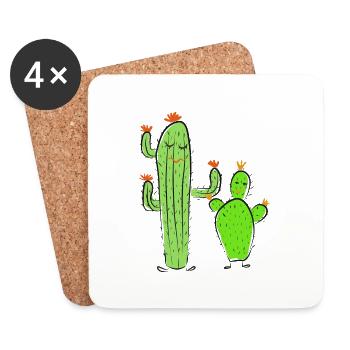 two cacti - Coasters (set of 4) - white - Front