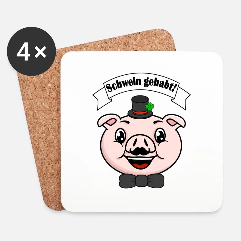 Schwein gehabt! - Untersetzer (4er-Set) - Weiß