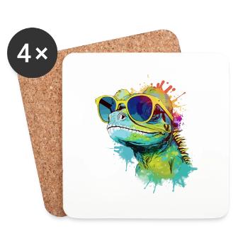 Doko the lizard - Coasters (set of 4) - white - Front
