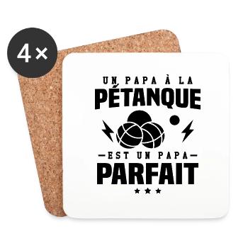 Un papa à la pétanque est un papa parfait - Dessous de verre (lot de 4) - blanc - Devant