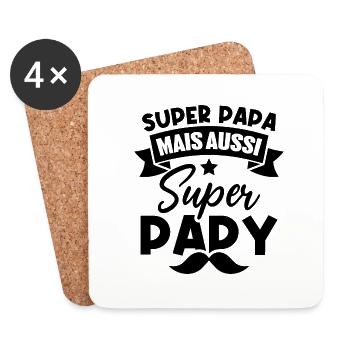 Super papa mais aussi super papy - Dessous de verre (lot de 4) - blanc - Devant