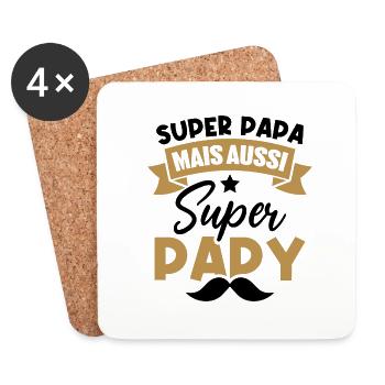 Super papa mais aussi super papy - Dessous de verre (lot de 4) - blanc - Devant