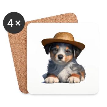Chiot Berger Australien Propriétaire Chien - Dessous de verre (lot de 4) - blanc - Devant
