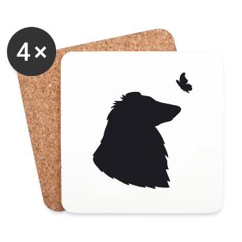 Collie mit Schmetterling - Untersetzer (4er-Set) - Weiß - Vorne