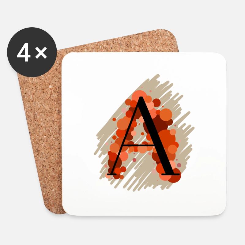 Buchstabe A - rot orange - Untersetzer (4er-Set) - Weiß