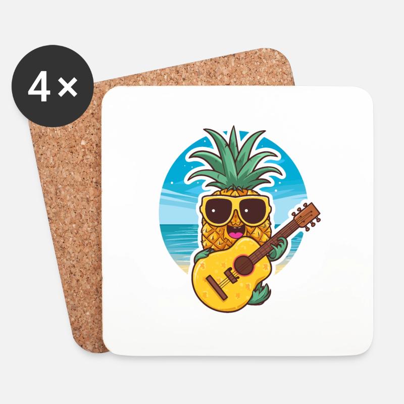 Ukulele Pineapple - Untersetzer (4er-Set) - Weiß