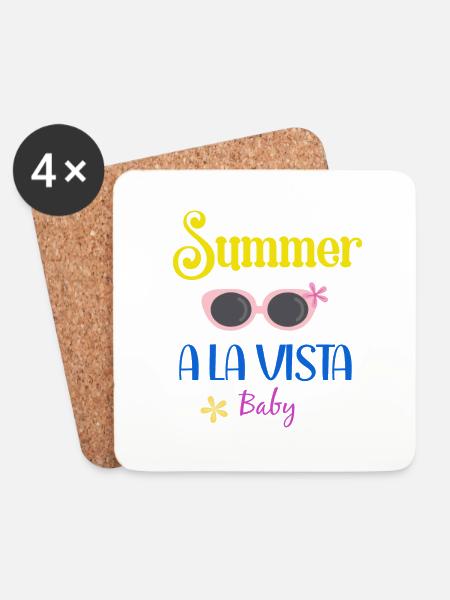 Summer Holidays - Summer Vibes - Coasters (set of 4) - white