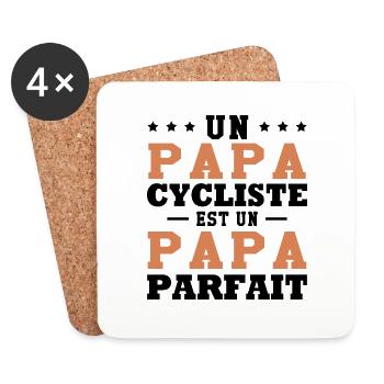 Un papa cycliste est un papa parfait - Dessous de verre (lot de 4) - blanc - Devant