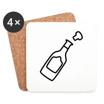 sektflasche mit Korken 1 - Untersetzer (4er-Set) - Weiß - Vorne