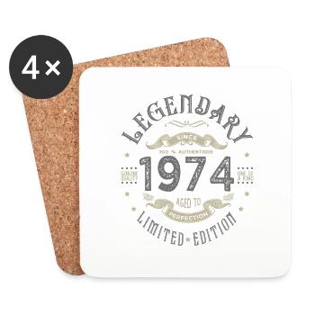 1974 Anniversaire legendary Né 1974 - Dessous de verre (lot de 4) - blanc - Devant