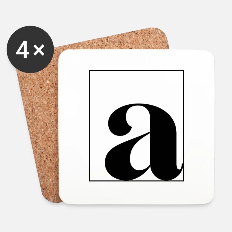 Buchstabenalphabet a - Untersetzer (4er-Set) - Weiß