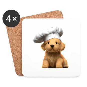 Golden Retriever Cooking Dogs Gastronom Puppy - Dessous de verre (lot de 4) - blanc - Devant