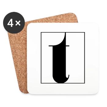 Buchstaben-Alphabet t - Untersetzer (4er-Set) - Weiß - Vorne