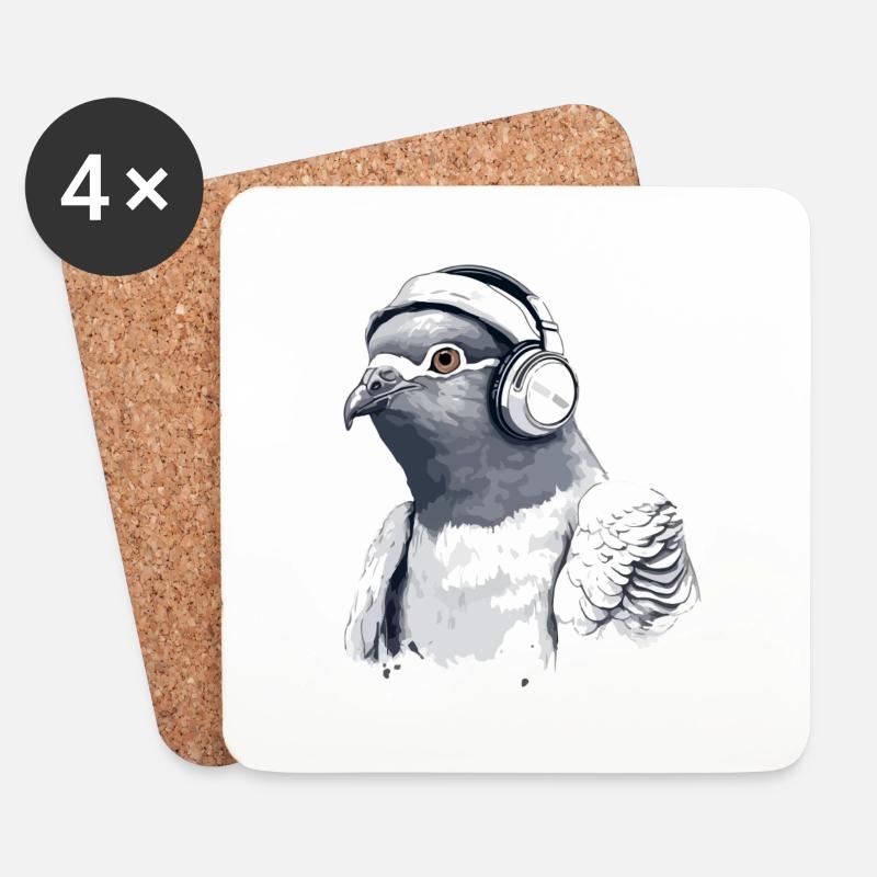 Zaki, die audiophile Taube - Untersetzer (4er-Set) - Weiß
