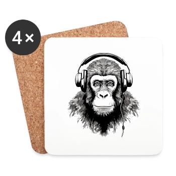 Chita, der audiophile Affe - Untersetzer (4er-Set) - Weiß - Vorne