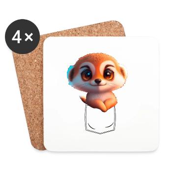 Playful meerkat in breast pocket - Coasters (set of 4) - white - Front