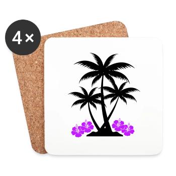 Hibiscus palmier - Dessous de verre (lot de 4) - blanc - Devant