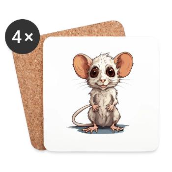 souris mignonne - Dessous de verre (lot de 4) - blanc - Devant