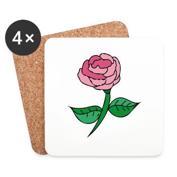 Pink Rose - Coasters (set of 4) - white - Front