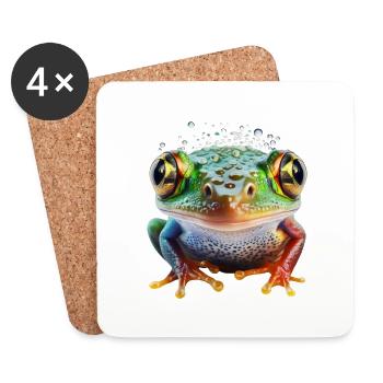 Grenouille - Dessous de verre (lot de 4) - blanc - Devant