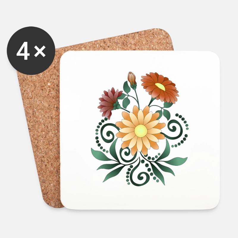 Blumen - Untersetzer (4er-Set) - Weiß