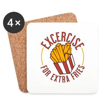 Exercice de gymnastique amusant pour les frites supplémentaires - Dessous de verre (lot de 4) - blanc - Devant