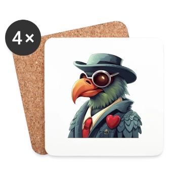 Gangster parrot with sunglasses - Coasters (set of 4) - white - Front