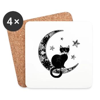Chat - Dessous de verre (lot de 4) - blanc - Devant