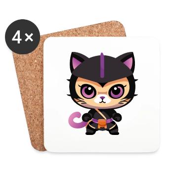 Ninja Cat Purple Kitty - Dessous de verre (lot de 4) - blanc - Devant